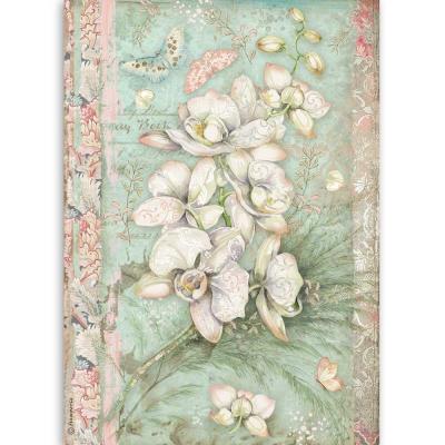 Stamperia Orchids and Cats Rice Paper - White Orchid
